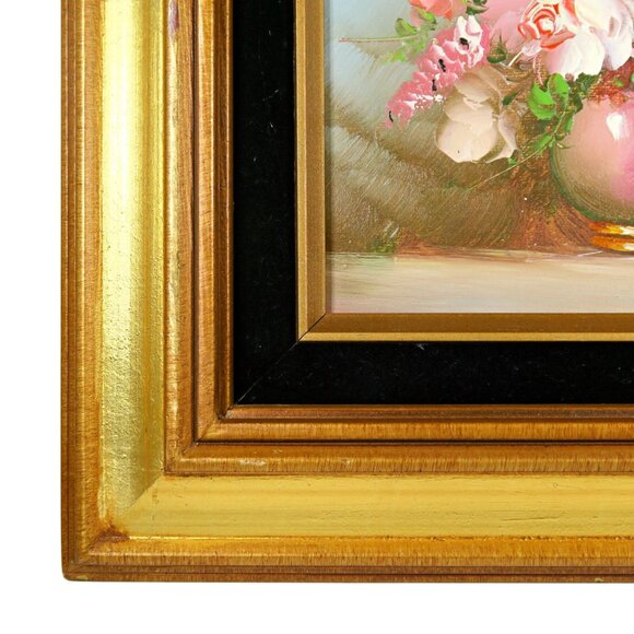 Robert Cox Signed 14x15" Oil Painting Pink Rose & Snapdragons Still Life - Picture 3 of 10